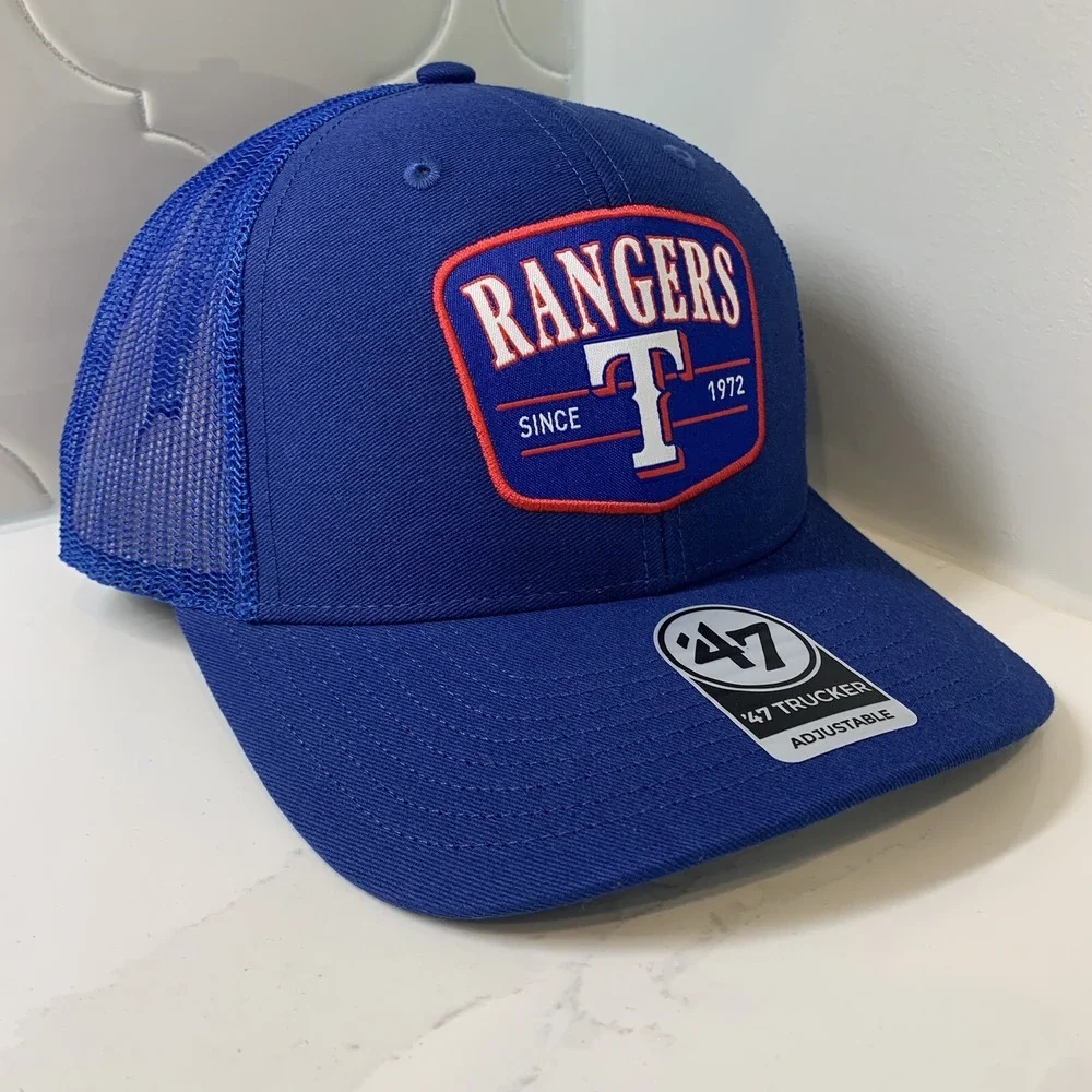 '47 Brand Texas Rangers Royal Squad Adjustable Snapback Trucker Hat Cap OSFM